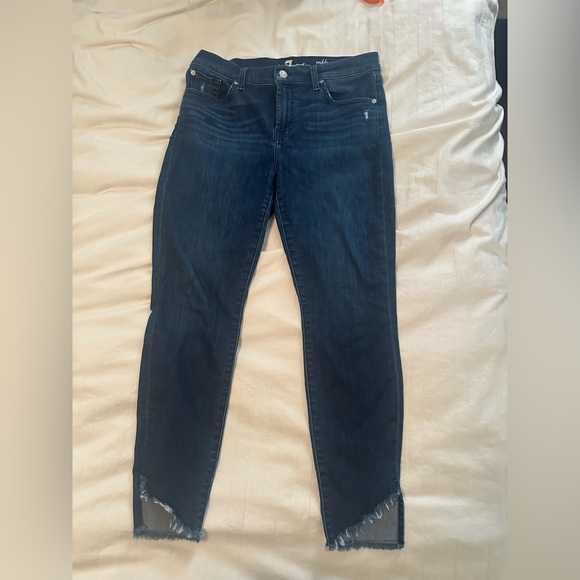 7 For All Mankind Dark Indigo Ankle Jeans - Picture 1 of 5
